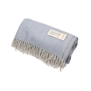 Wool Herringbone Blanket- Cornflower