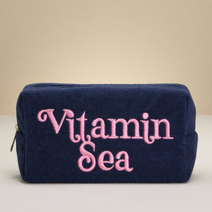 Vitamin Sea Terry Cloth Pouch. Blue & Pink