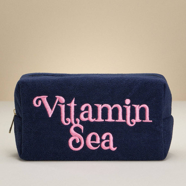 Vitamin Sea Terry Cloth Pouch. Blue & Pink