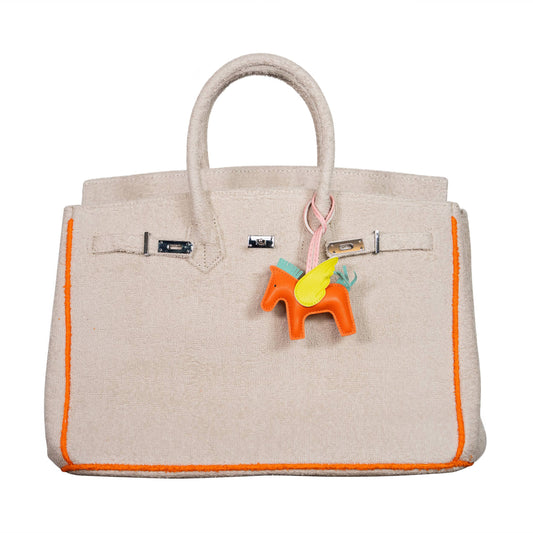 Hampton's "Designer" Inspired Tote Bag - Khaki/Orange