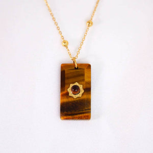 Augusta Antonia Sun Pendant Necklace | Rhodonite