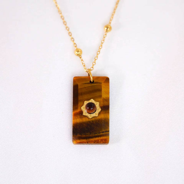 Augusta Antonia Sun Pendant Necklace | Rhodonite