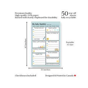 Kids Daily Activity Checklist: 50-Page Notepad