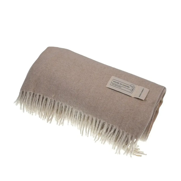 Wool Herringbone Blanket- Oat