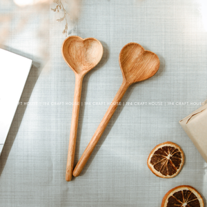 Hand Carved Wood Heart Spoon sets - Made with plus 2 plain - 3 total