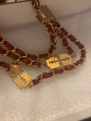 CHANEL - Razor collection CC chain belt in red with box