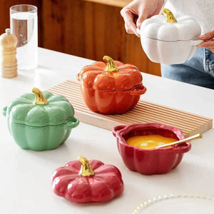 Orange Pumpkin Terrine Bowl with Lid
