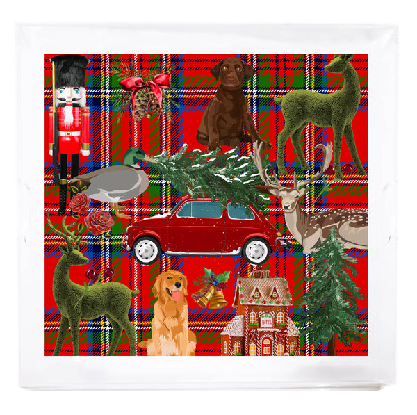Ultimate Christmas Beveled/Polished Acrylic Square Tray: Large 18x18”