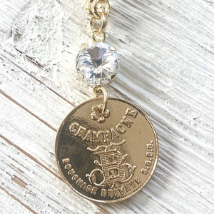 Champagne French coin necklace boutique salon jewelry: silver