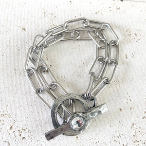 Chunky paperclip bracelet mixed metal non tarnishing jewelry: Mixed metal, Gold & Silver