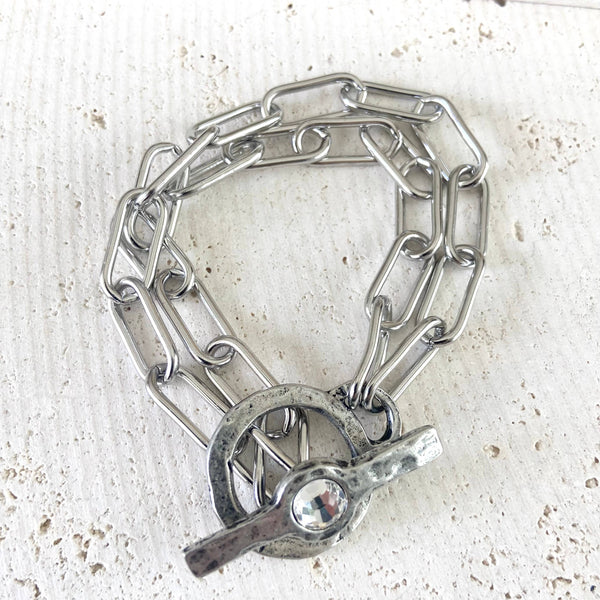 Chunky paperclip bracelet mixed metal non tarnishing jewelry: Mixed metal, Gold & Silver