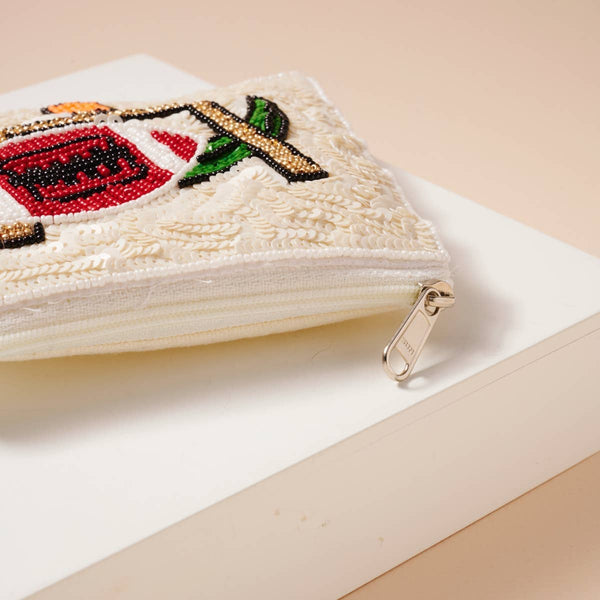 Football Beaded Coin Pouch
