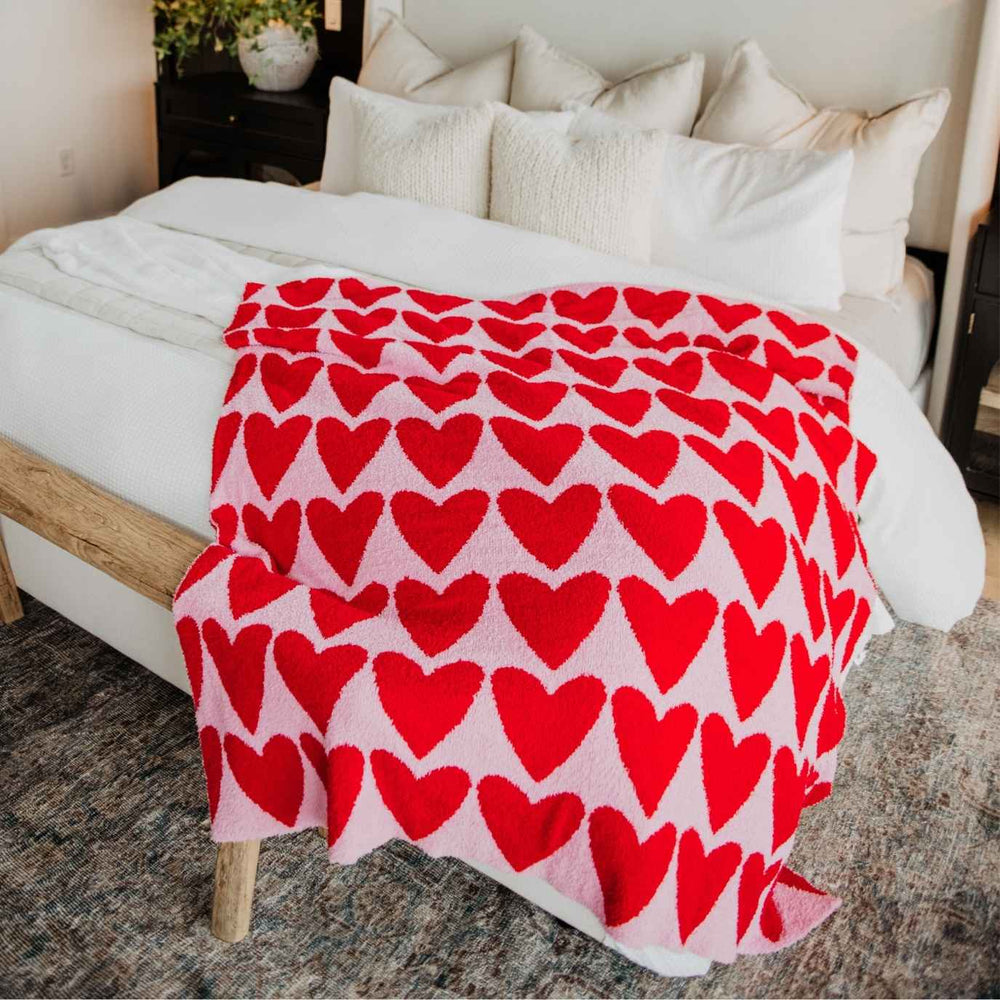 Girly Red Hearts Valentine's Oversized Throw Blanket: Hot Pink