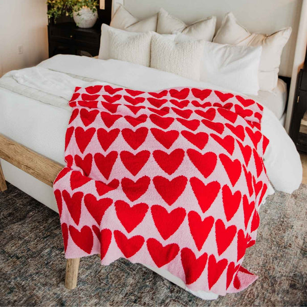 Girly Red Hearts Valentine's Oversized Throw Blanket: Hot Pink