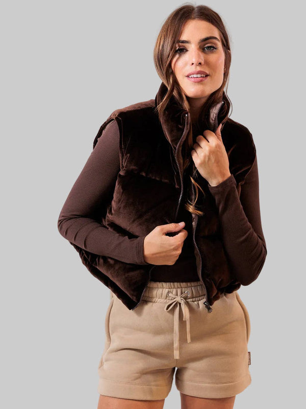 Alps Velvet Down Vest — Espresso (extra small or medium)