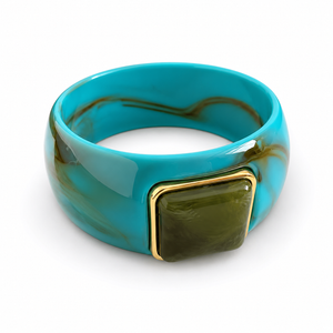 Vintage Acrylic Square Ombré Bangle | Cyan Green