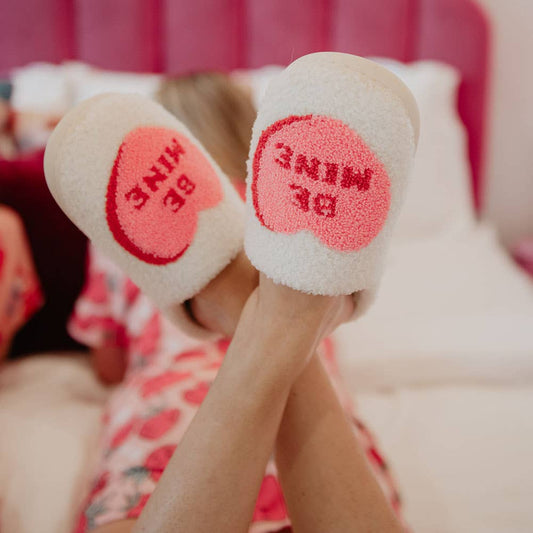 "Be Mine" Candy Valentine's Slippers: White
