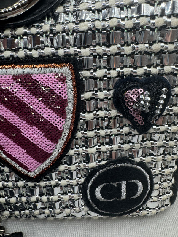 Christian Dior Limited Edition Large Diorissimo Tote – Metallic Tweed with Patches