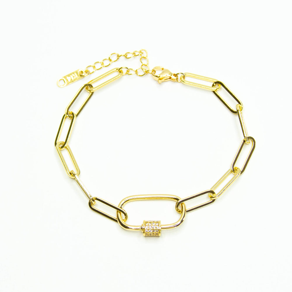 Large Link CZ Gold Bracelet