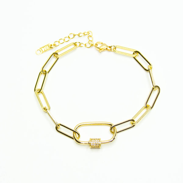 Large Link CZ Gold Bracelet