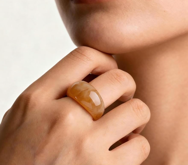 Gummy Transparent Resin Dome Ring | Coffee