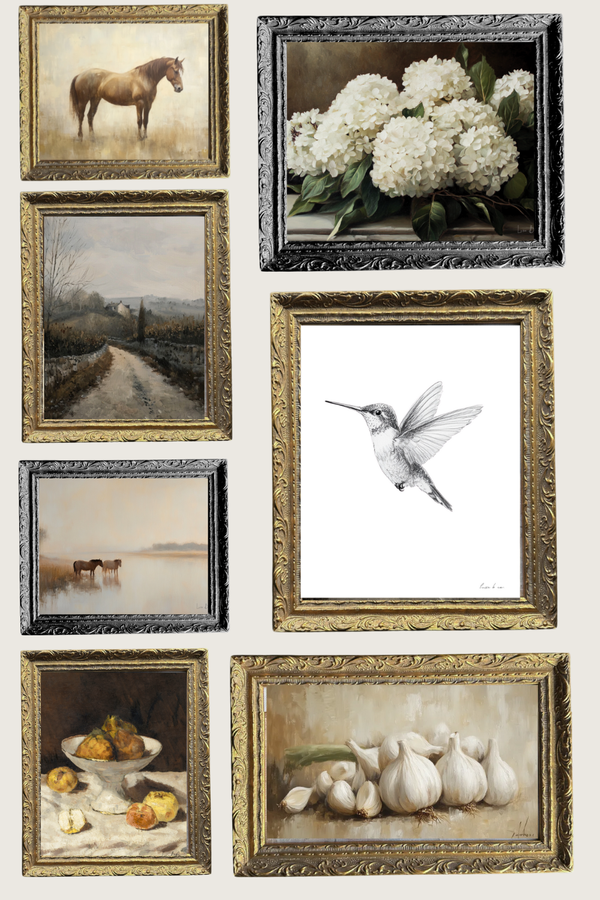 Antique Beach Walk | French Brass Inspired Gold Mould Framed Art: 8 x 10
