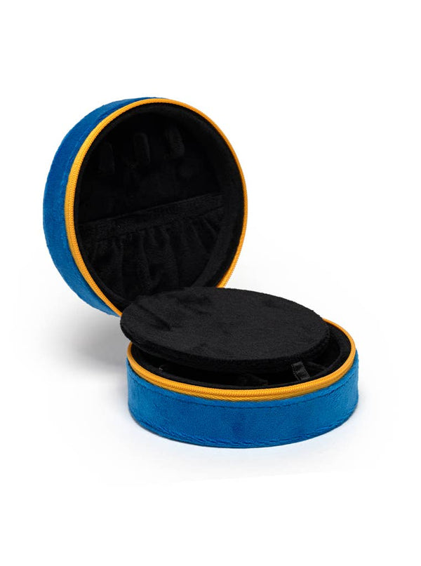 Caviar Tin - Blue -Velvet Jewelry Zip Case / Organizer -