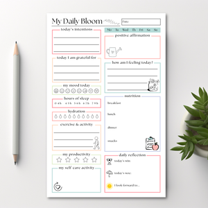 My Daily Bloom Self-Care Planner: 50-Page Notepad