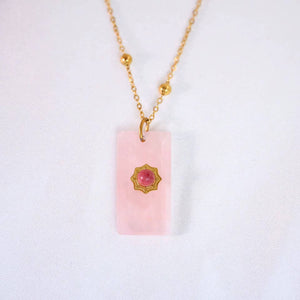 Augusta Antonia Sun Pendant Necklace | Rhodonite