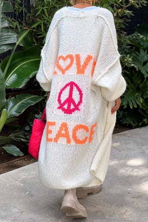 Love and Peace Knit Cardigan: KHAKI / S/M