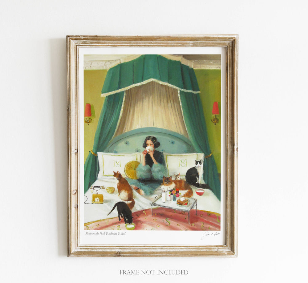 Mademoiselle Mink Breakfasts In Bed Art Print 8.5"x11" with frame