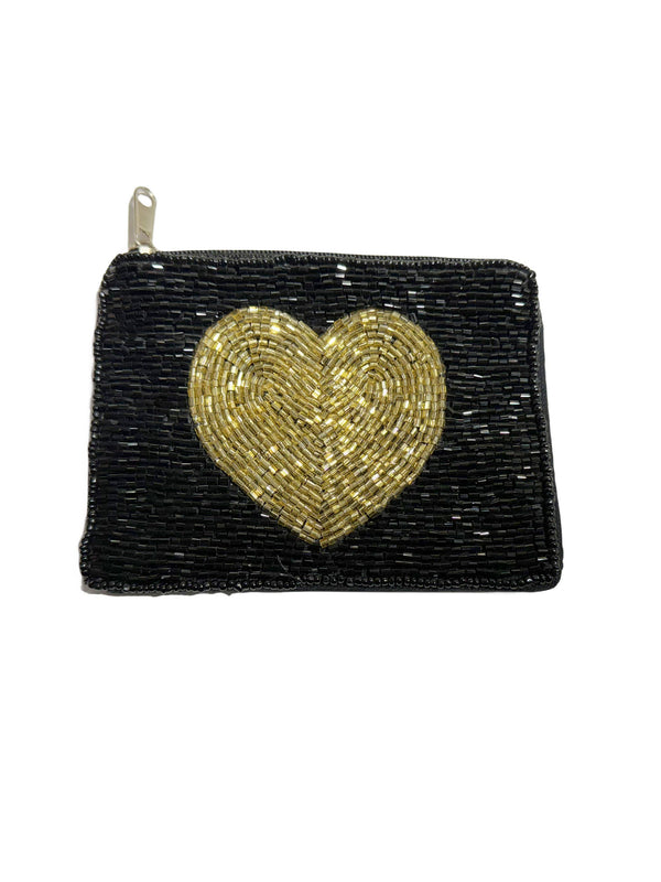 HEART Beaded Coin Purse