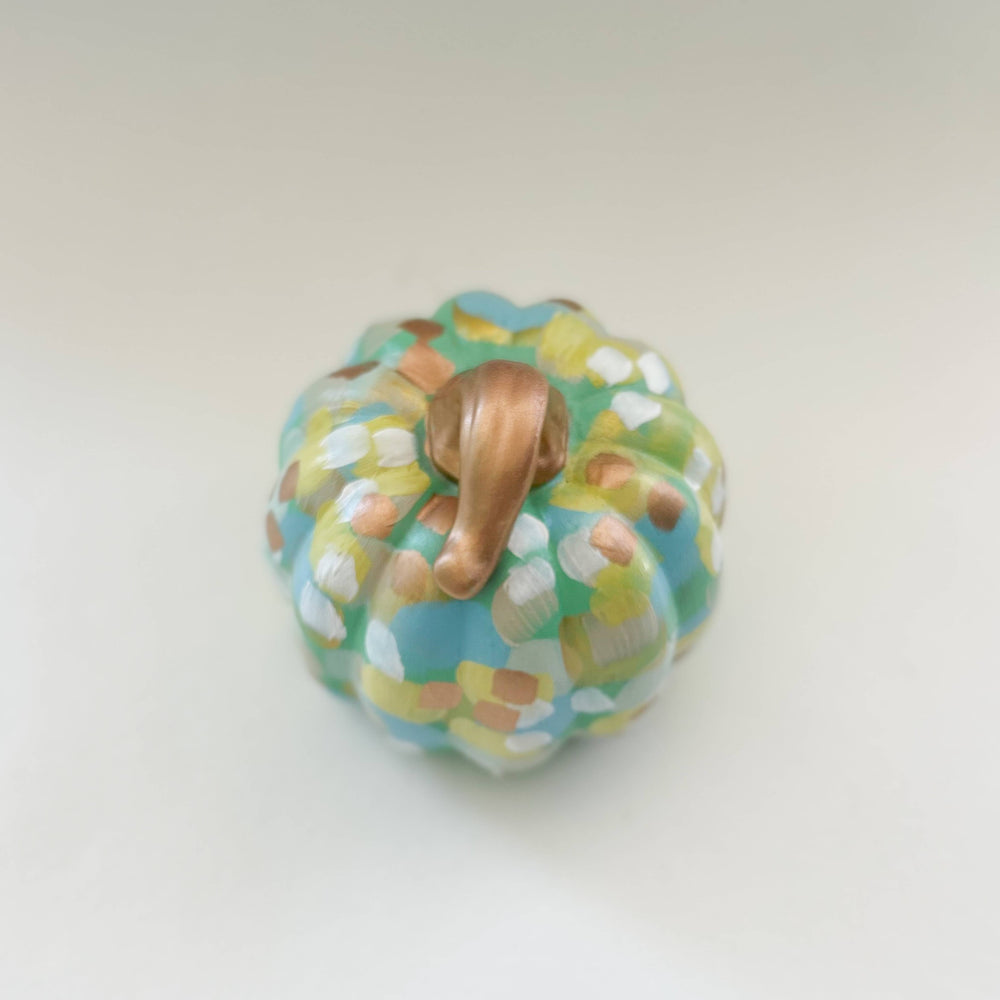Mint and Gold Abstract Pumpkin|Jessica Reynolds Art