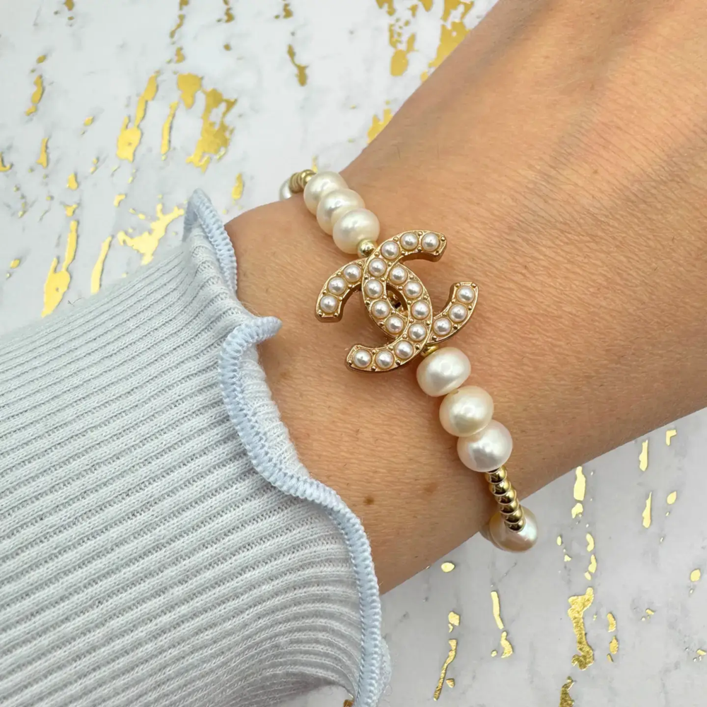 14K Gold Filled+Freshwater Pearls Bracelet: 6"