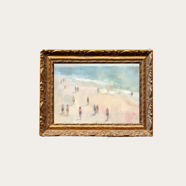 Antique Beach Walk | French Brass Inspired Gold Mould Framed Art: 8 x 10