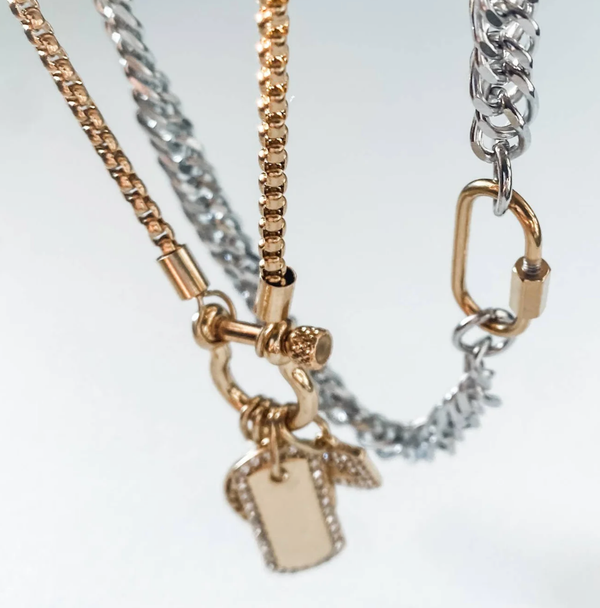 Mini Horse Bit Charm Necklace | Two-Tone Gold