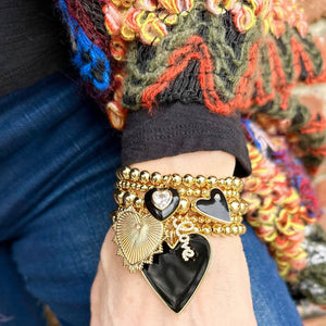 Valentina Stack of Bracelets: Black, Pink and White