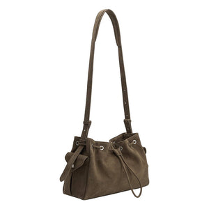 Rhuby Olive Recycled Vegan Suede Shoulder Bag
