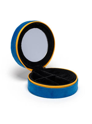 Caviar Tin - Blue -Velvet Jewelry Zip Case / Organizer -