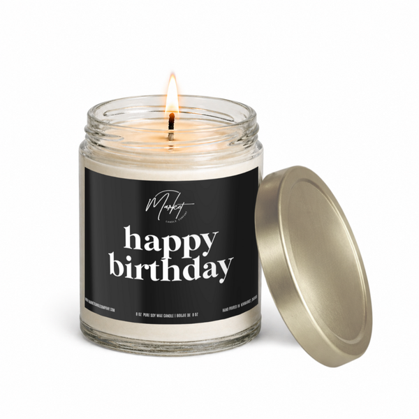 HAPPY BIRTHDAY - BLACK -  SOY CANDLE: GOLD / Noir