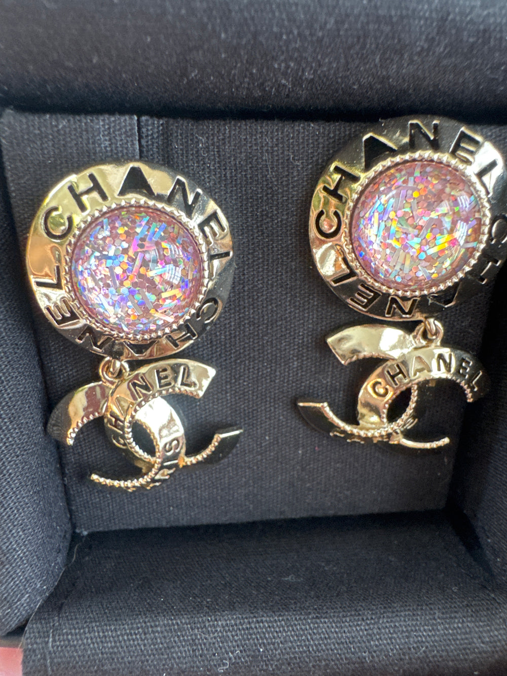 Chanel CC earrings PVC gold multicolour