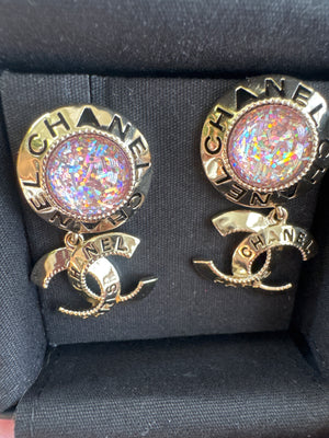 Chanel CC earrings PVC gold multicolour