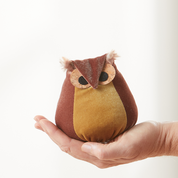 Velvet Owl Shelf Sitter - Bronze, Teal & Taupe