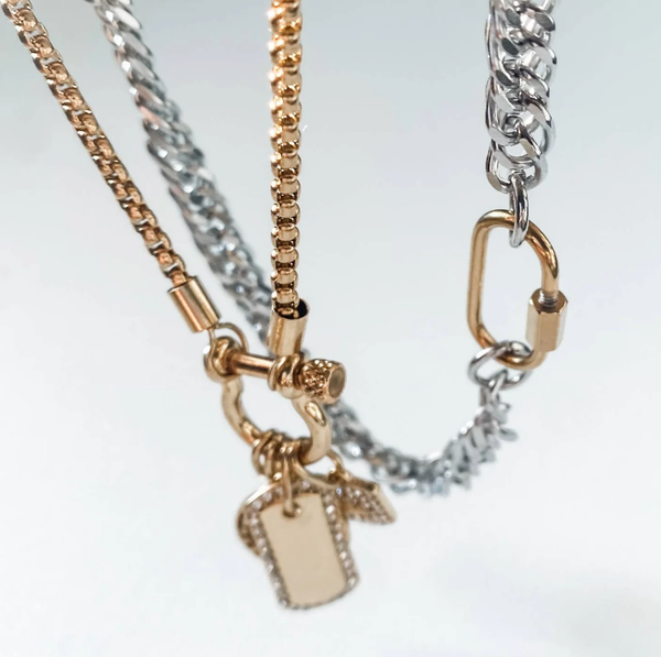Mini Horse Bit Charm Necklace | Two-Tone Gold