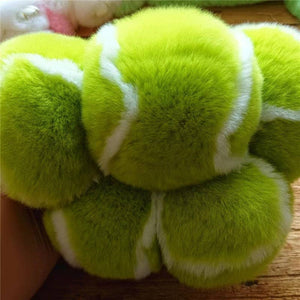 Tennis Keychain faux fur - APPLE GREEN