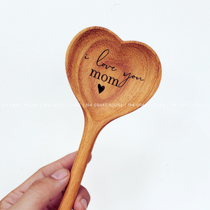 I Love You, Mom Wooden Heart Spoon