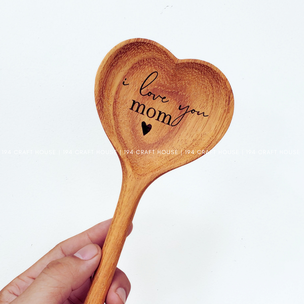 I Love You, Mom Wooden Heart Spoon