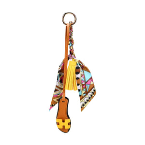 Designer Sandal w/ Scarf Bag Charm Brown