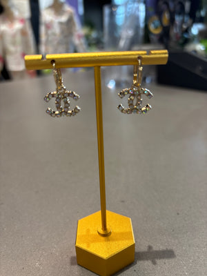 Chanel upcycled glitter CC hoop earrings