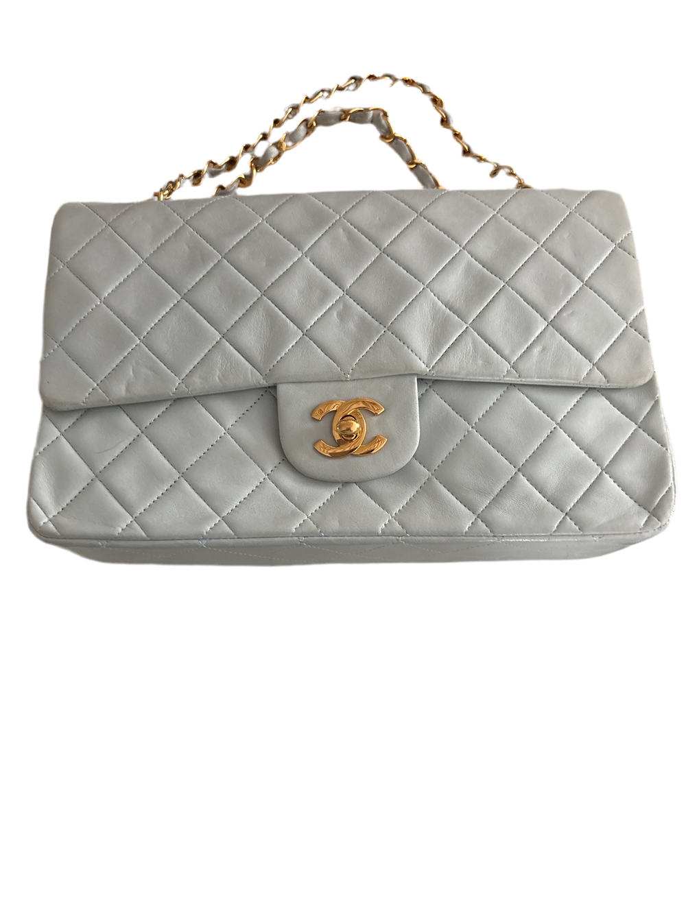 Chanel Vintage Classic Double Flap – Medium, Light Blue Lambskin, 24K Gold Hardware